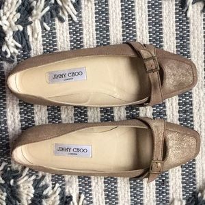 Gold Jimmy Choo Flats